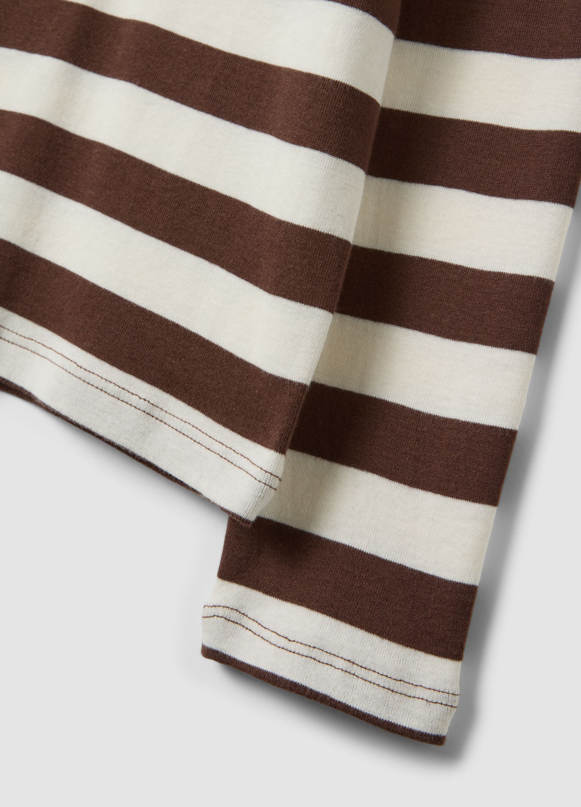 White striped pure cotton crew-neck T-shirt