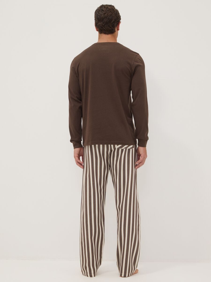 Brown pure organic cotton striped pyjamas, regular fit_2