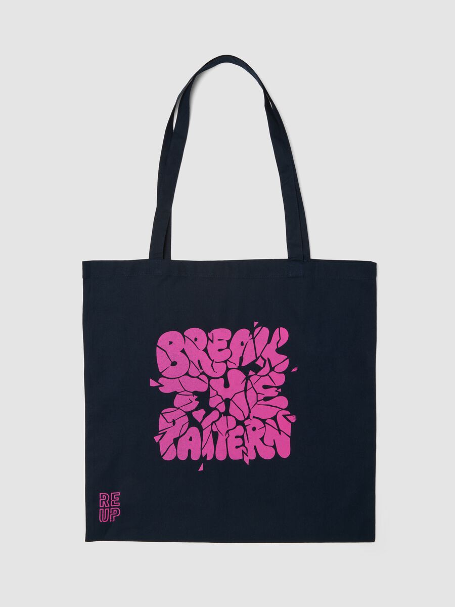 RE-UP shopper tote with "Break the Pattern" screen print_0