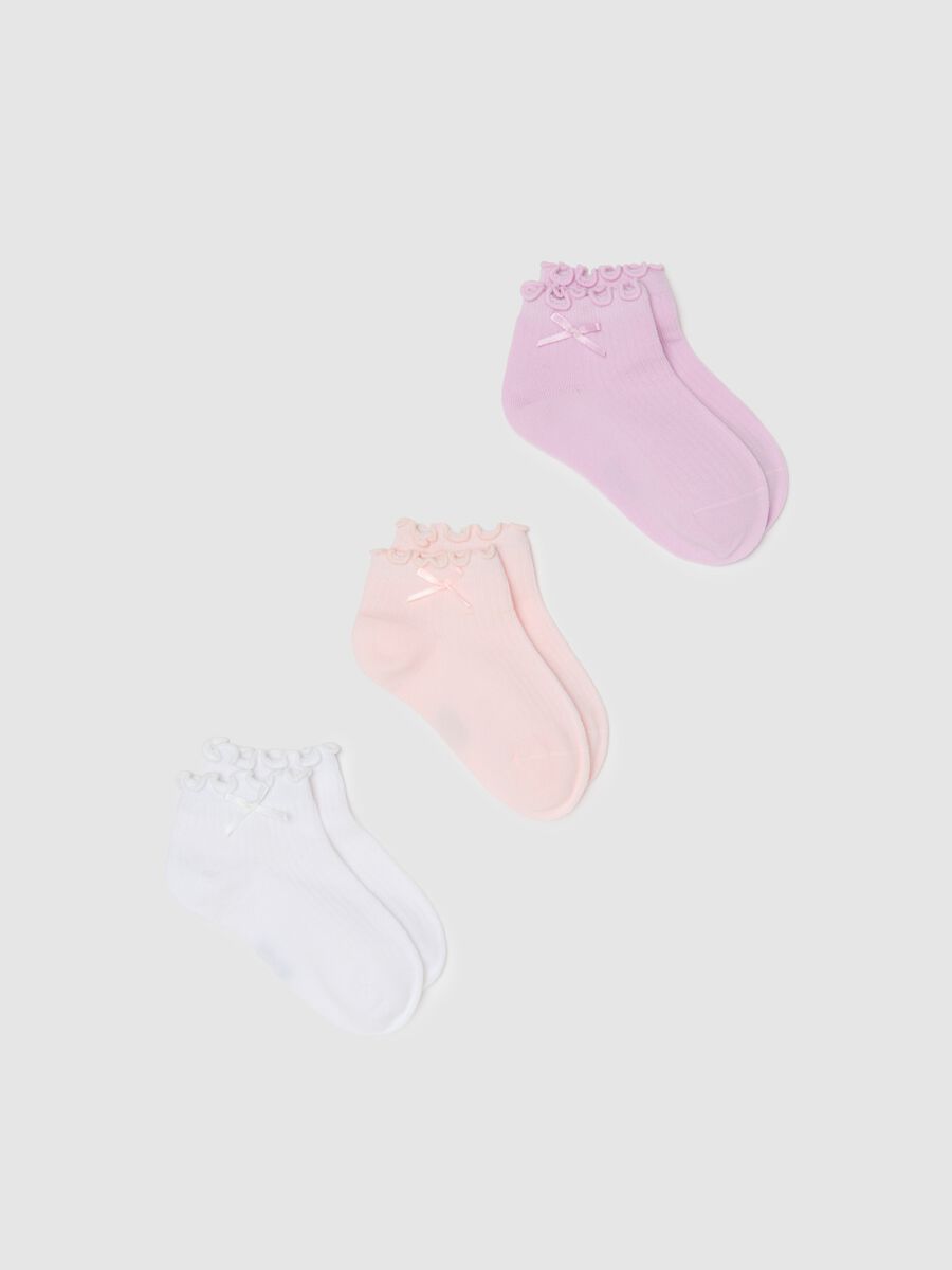 Girls' Multicolour Cotton Blend Socks Tripack with Bow_0