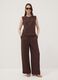 Brown sleeveless pleated-texture blouse, regular fit_1