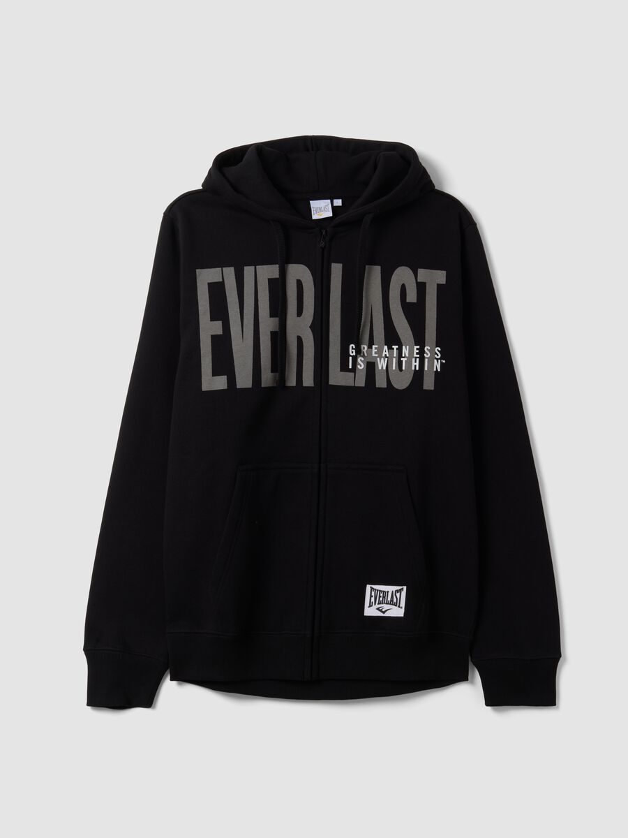 Black cotton-blend zip-up hoodie_4