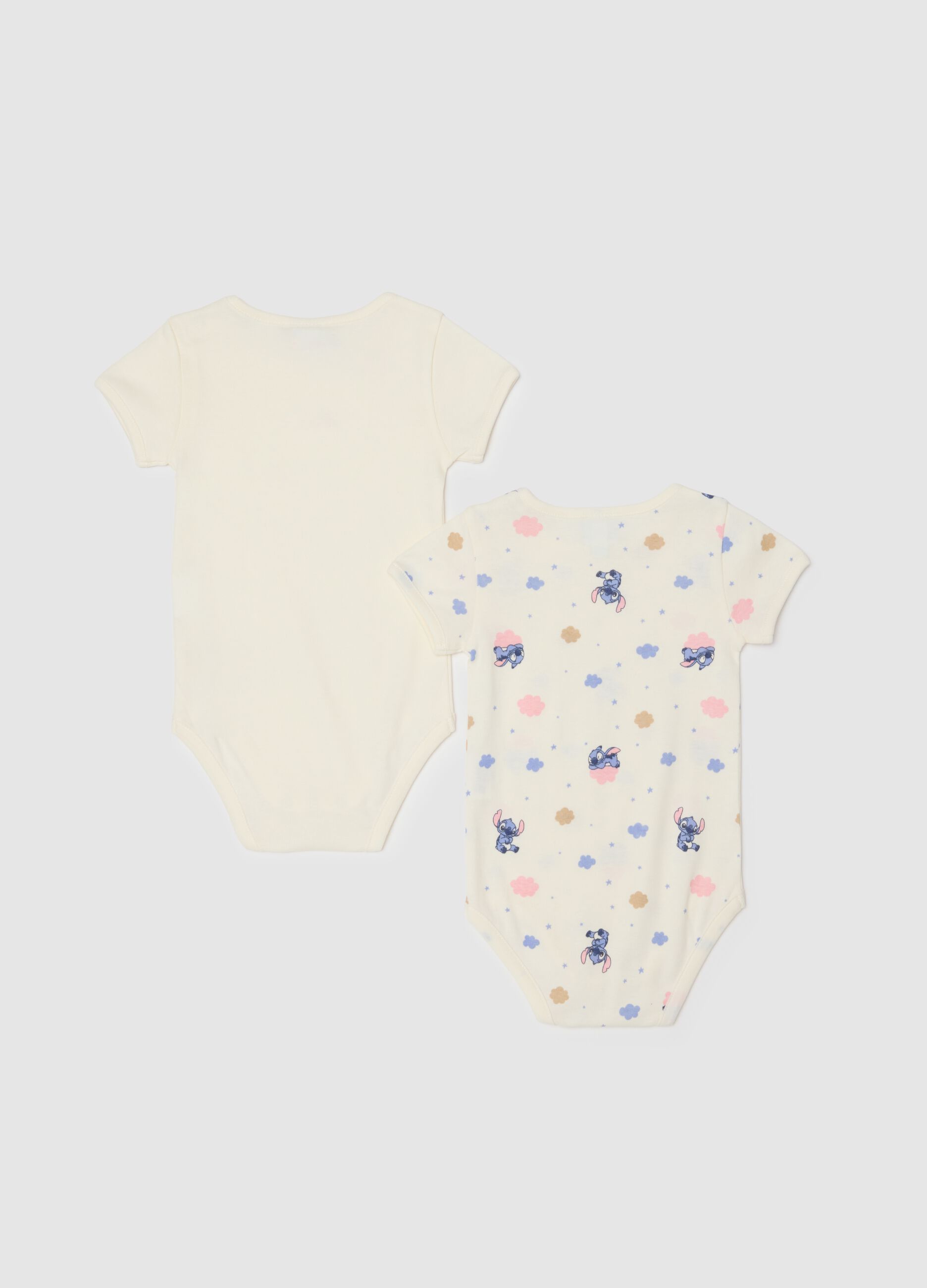 Bipack body beige da neonata in puro cotone con stampe