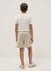 Beige cotton-blend shorts with elasticated waist_1