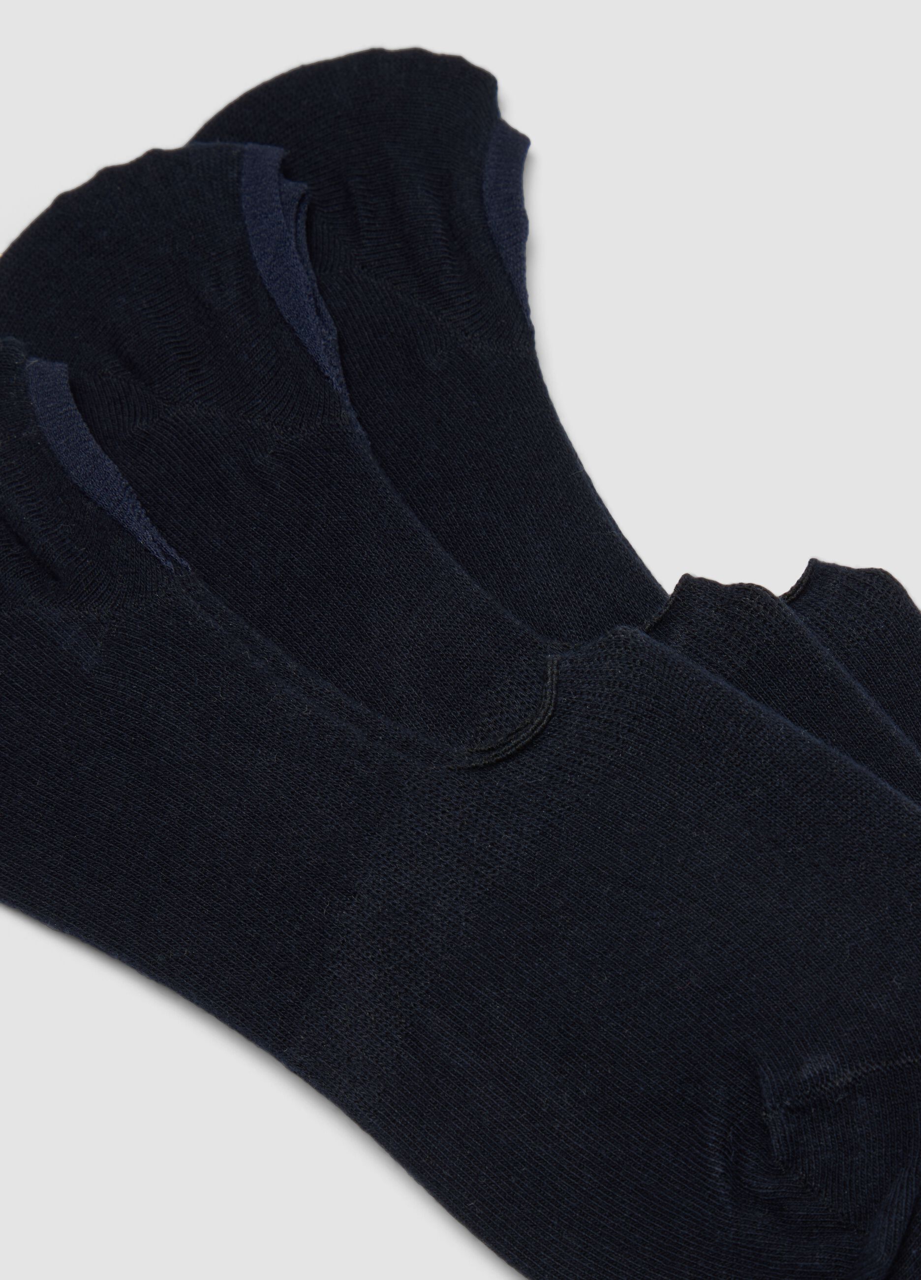 Three-pack of blue organic stretch cotton no-show socks
