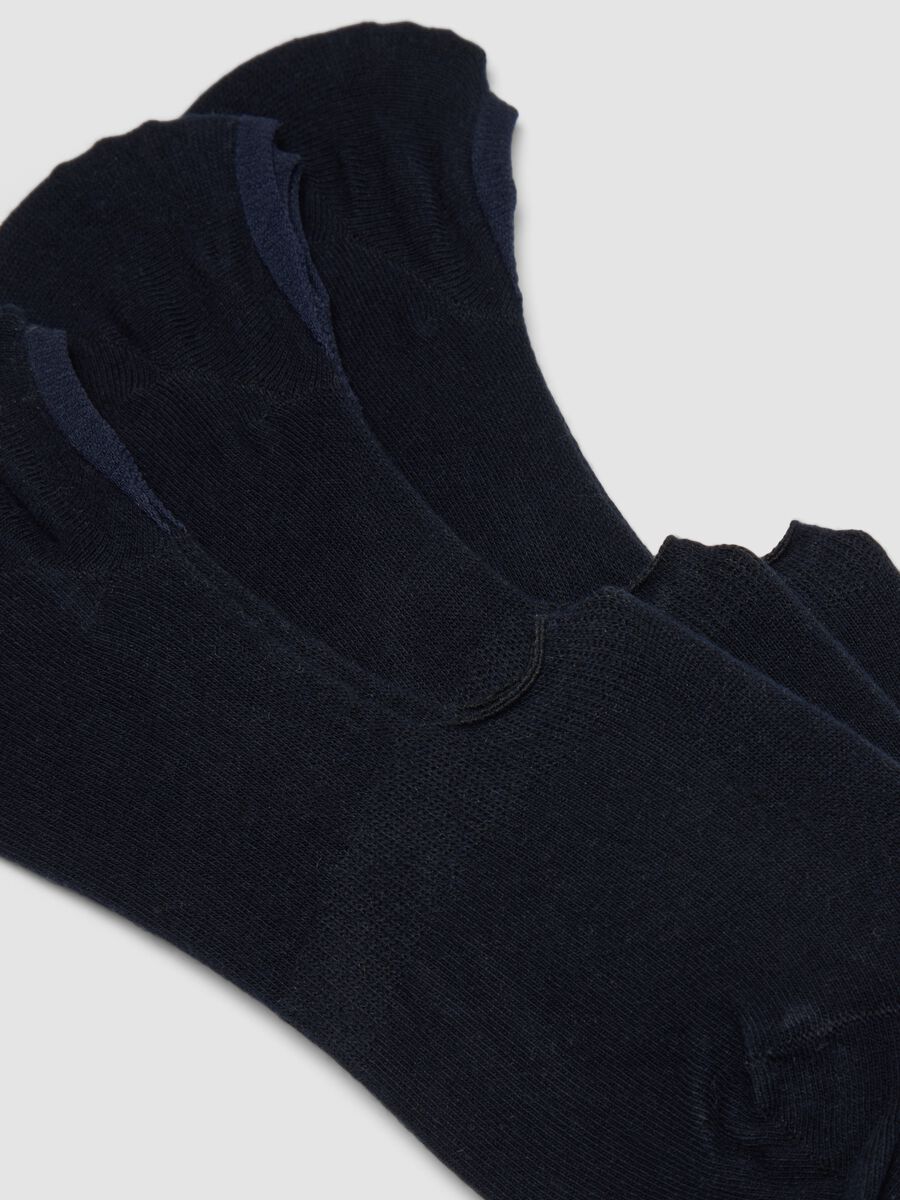 Tripack di calzini invisibili blu in cotone organico elasticizzato_1