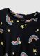 Girls' regular fit black pure cotton dress with rainbows_2