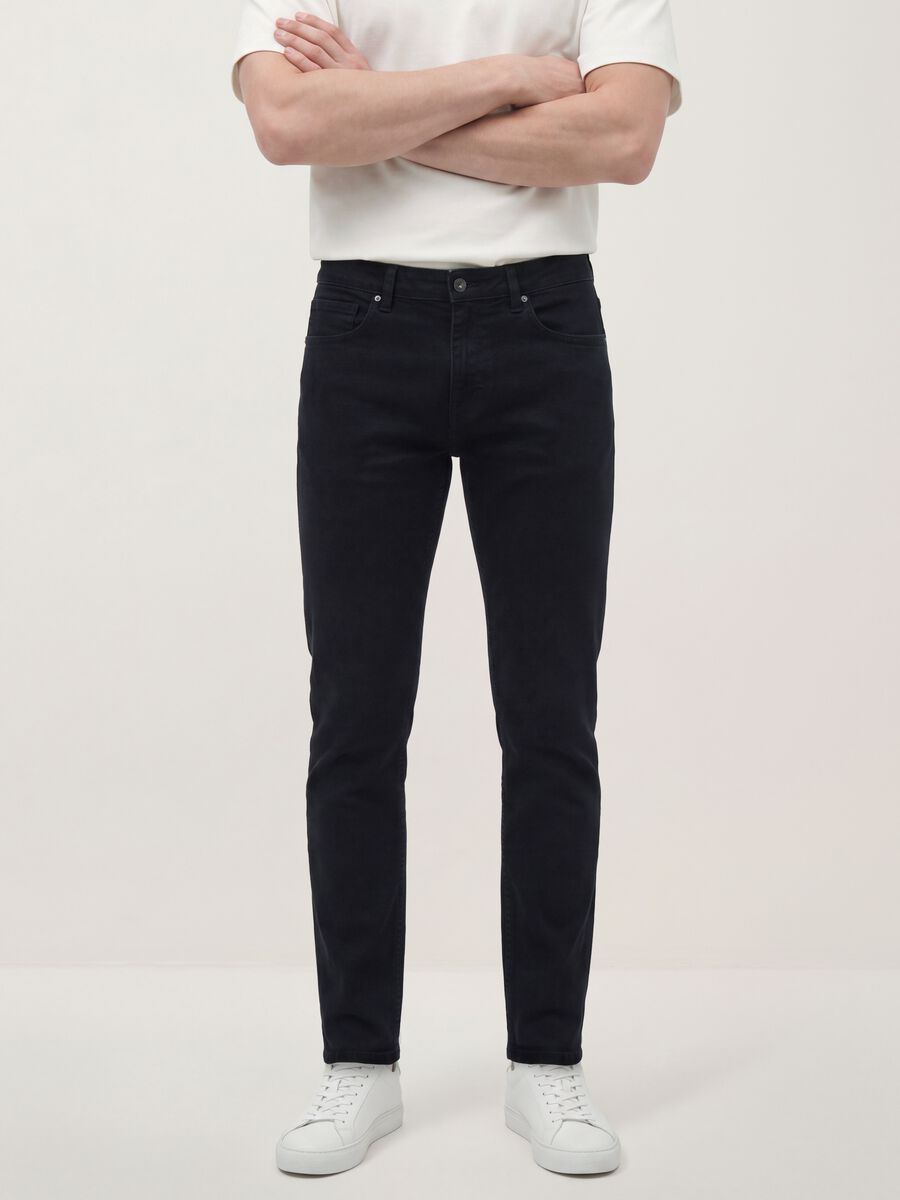 Black stretch cotton slim-fit denim jeans_1
