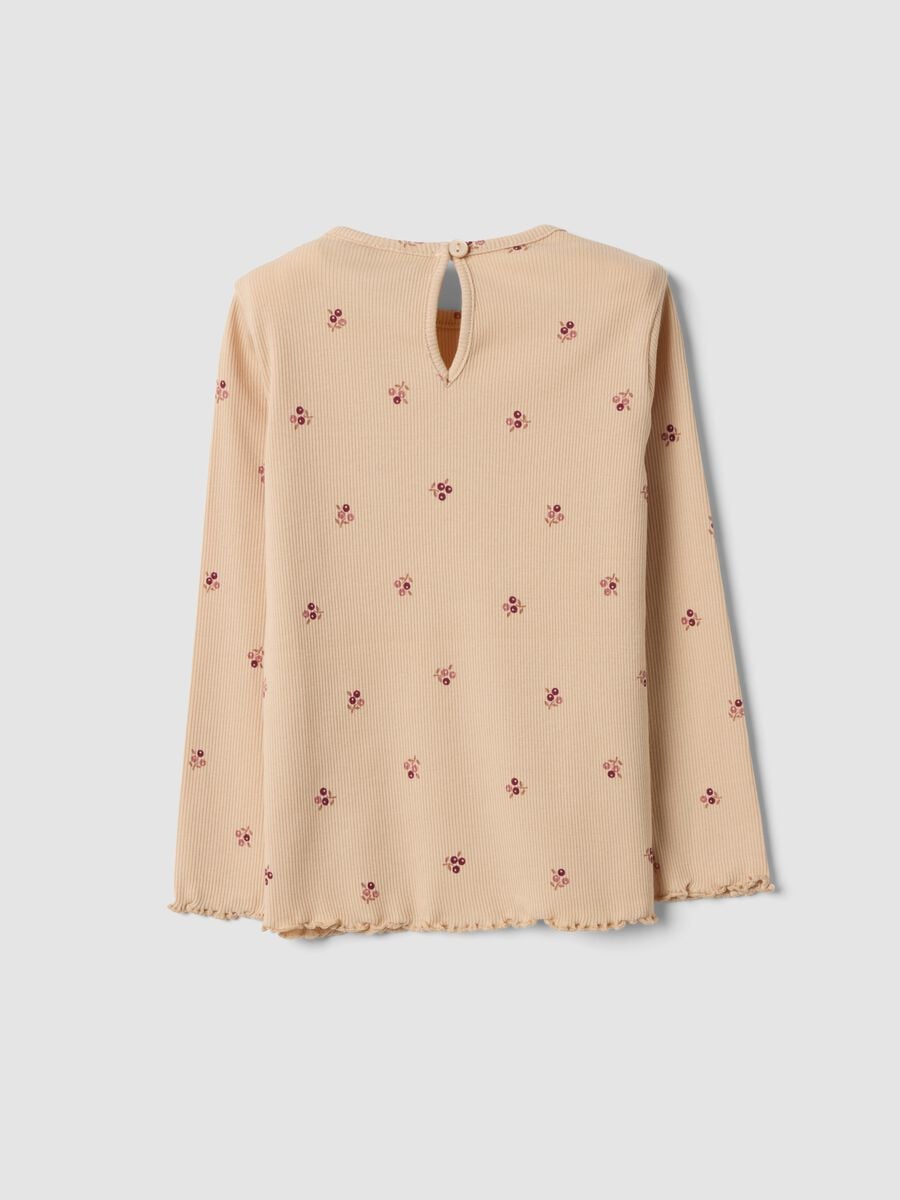 Beige organic stretch cotton crew-neck T-shirt_1