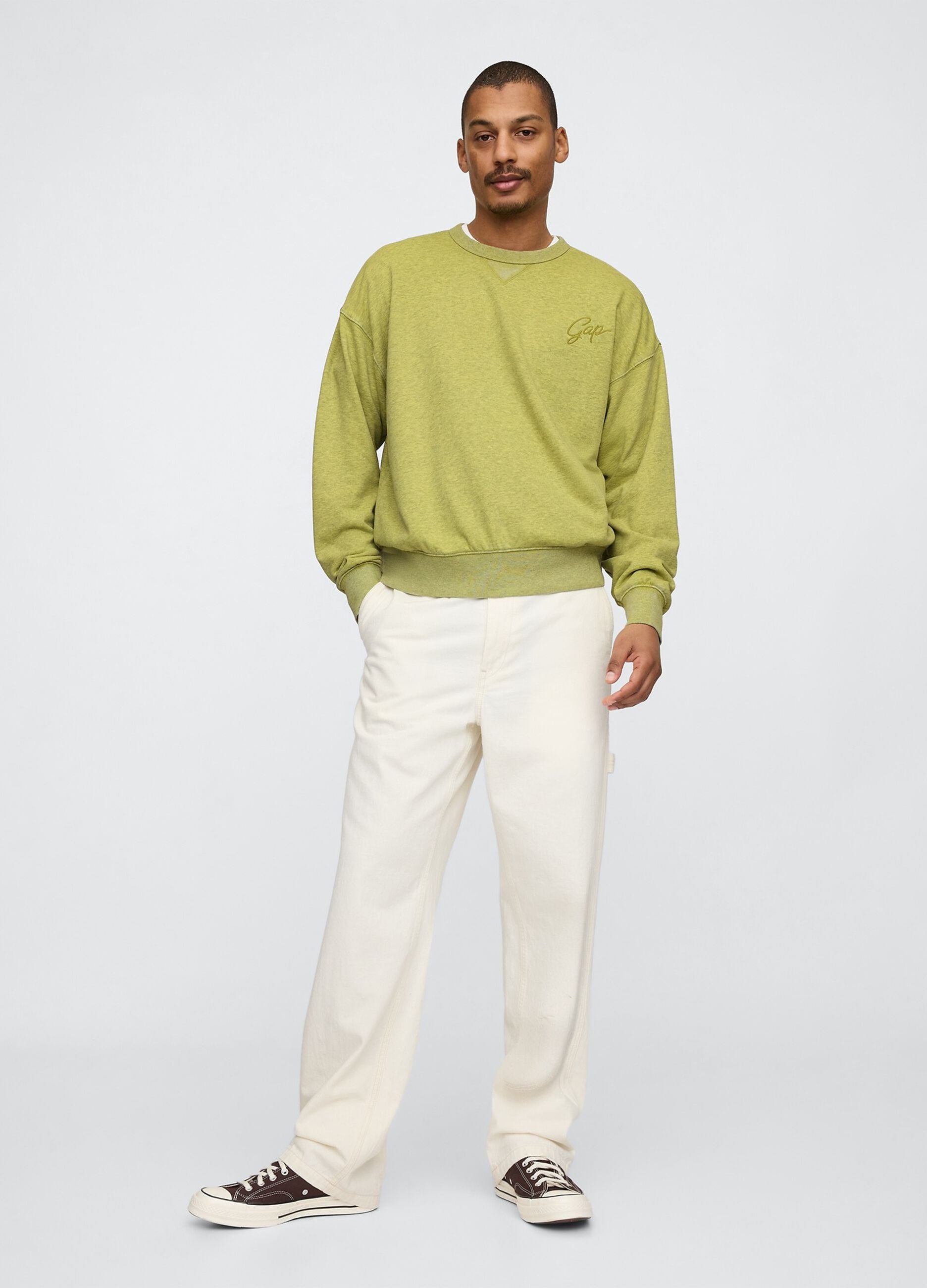 Green Sweatshirt with Embroidered Logo