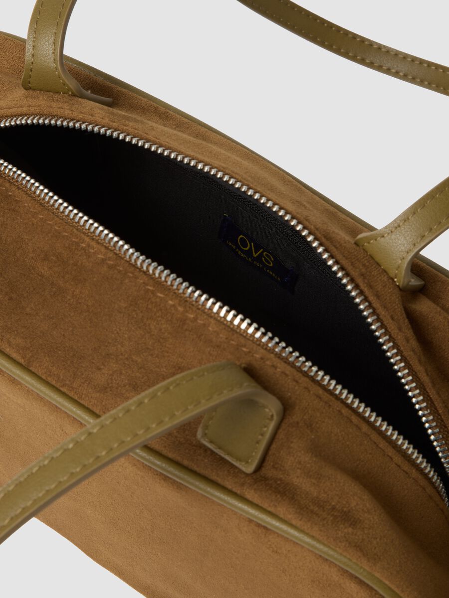Borsa marrone a mano con chiusura zip_1