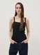 Black ribbed pure cotton tank top_2