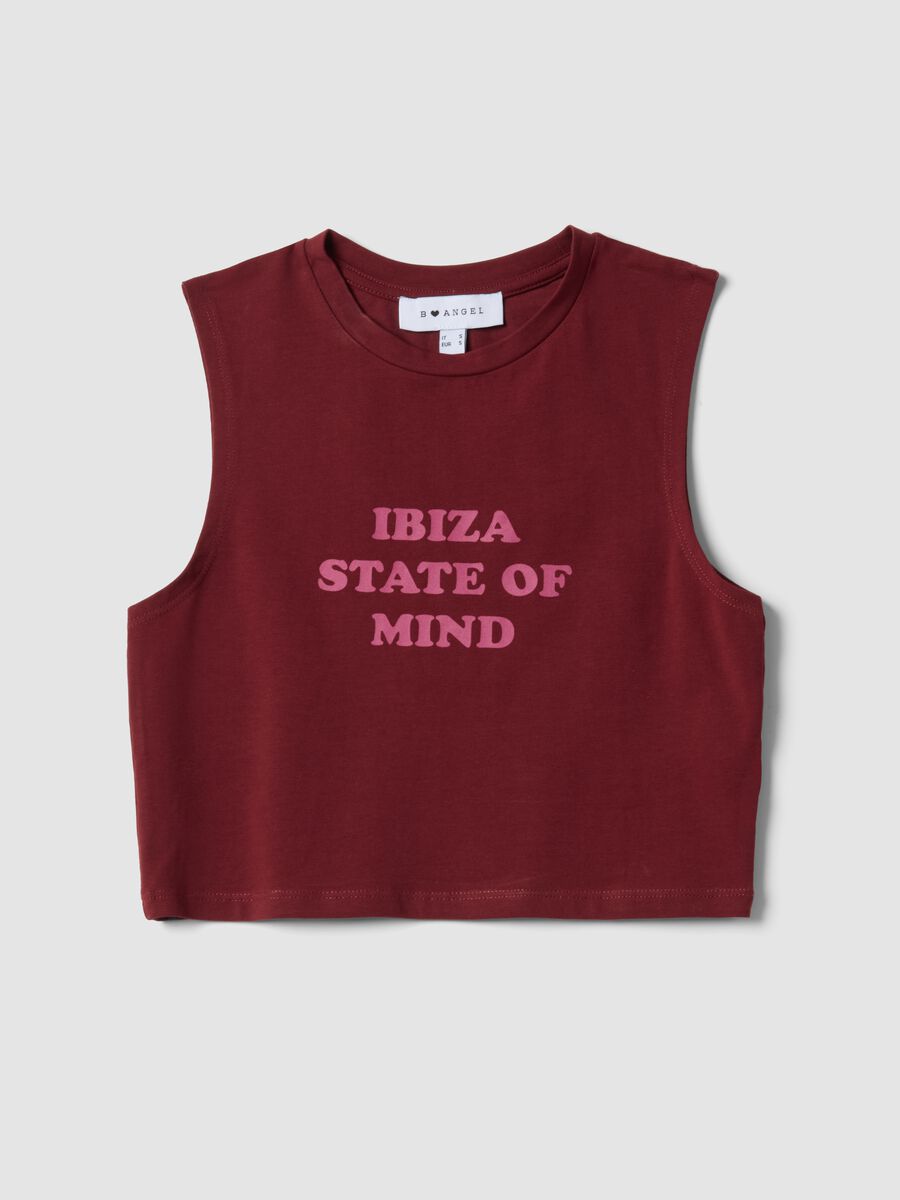 Red stretch cotton regular-fit tank top with slogan_4