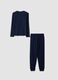 Blue pyjamas in 100% organic cotton with crew neck and print for boys_1