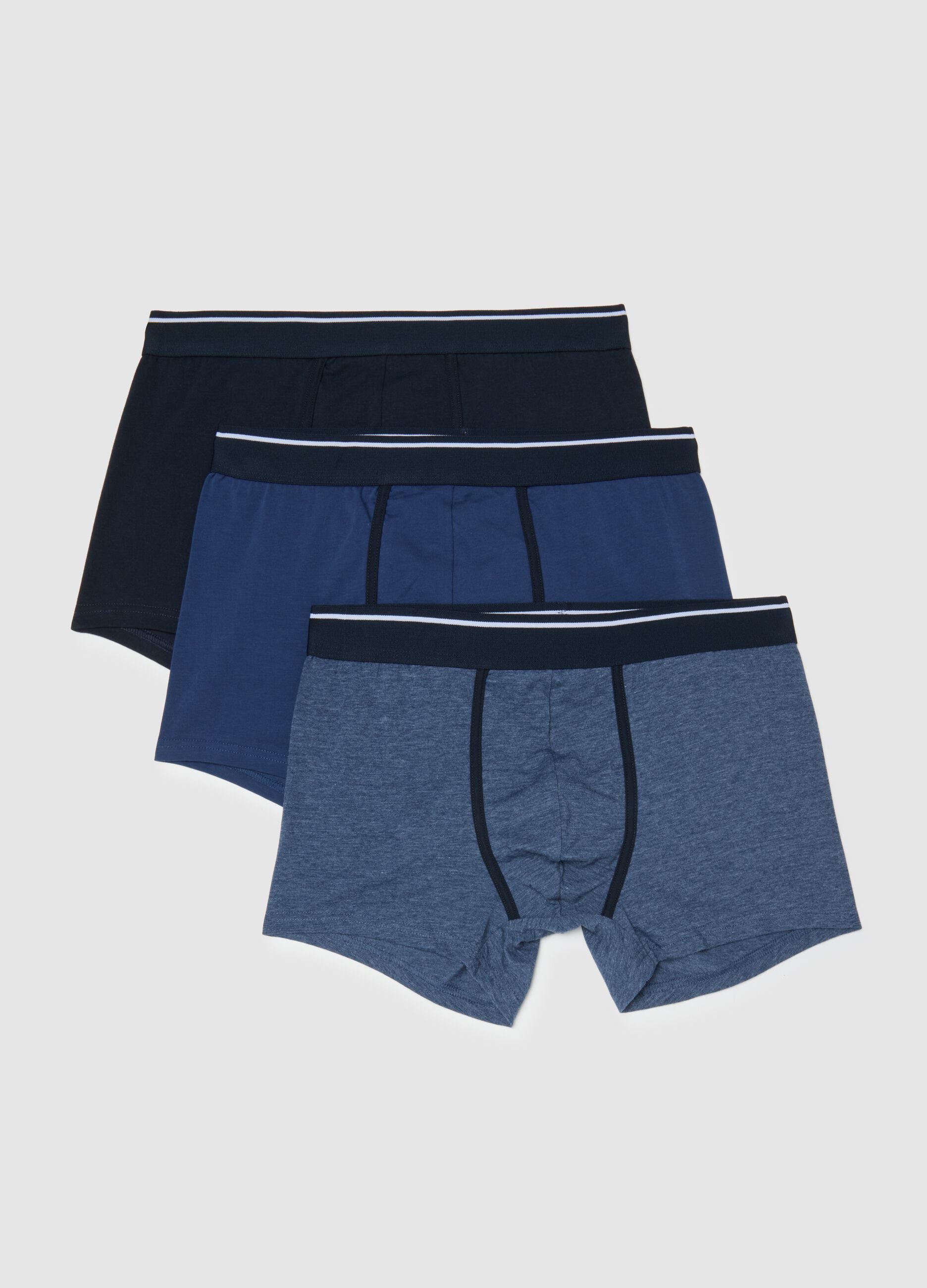 Tripack multicolour boxer shorts in stretch cotton, regular fit