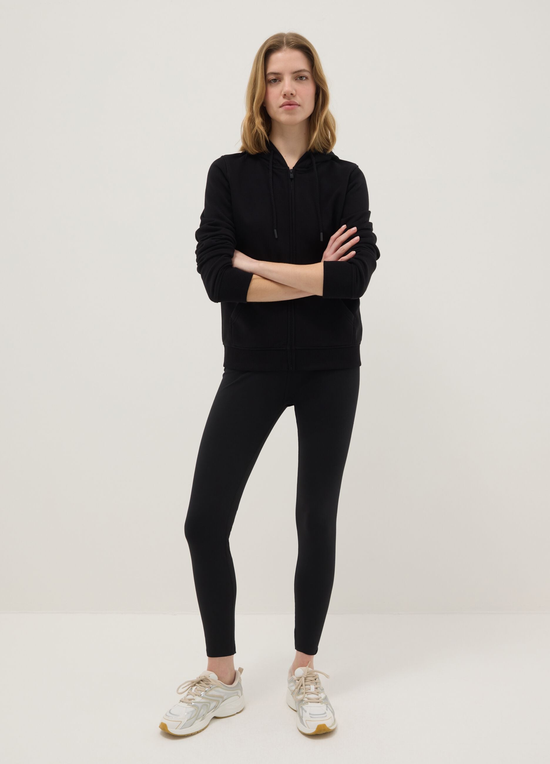 Slim fit black stretch cotton leggings
