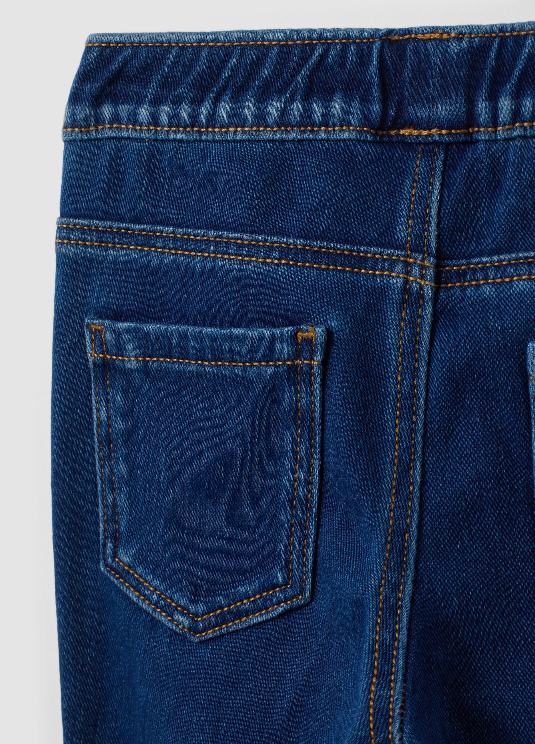 Blue flare-fit stretchy cotton jeggings for girls