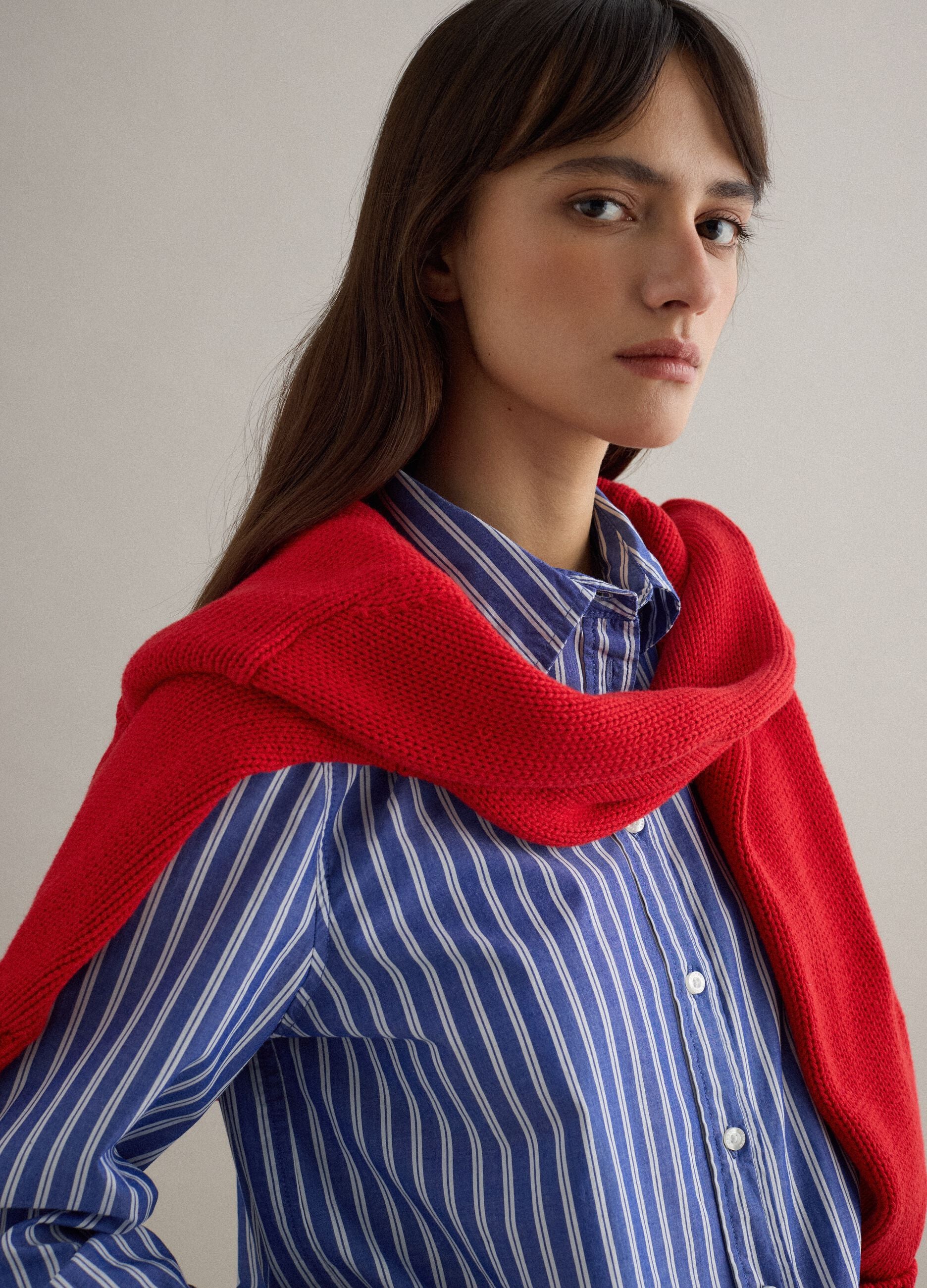 Multicoloured striped pure cotton shirt, regular fit
