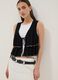 Black pure viscose gilet with ruffles_0