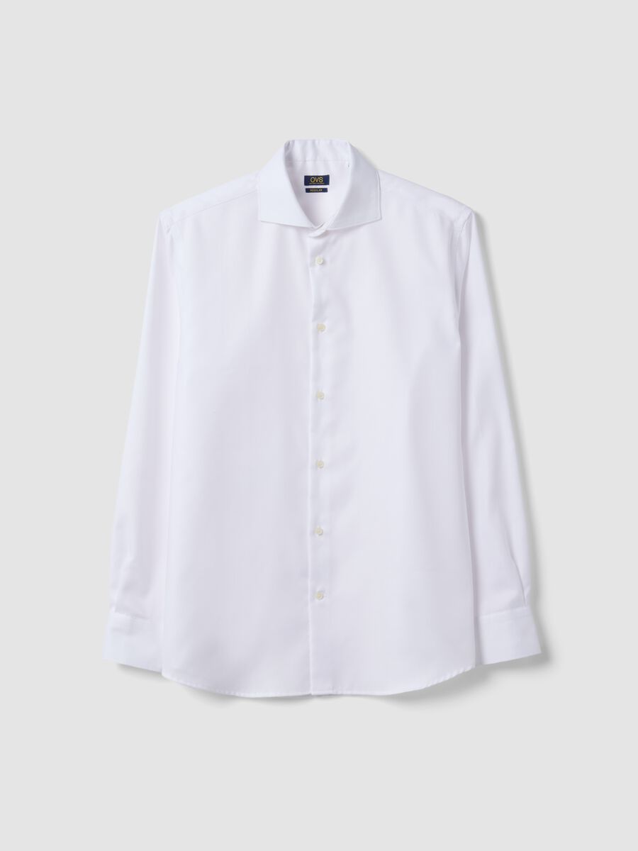 White pure cotton shirt with French collar, regular fit, non-iron_4