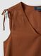 Brown pure cotton V-neck blouse, regular fit_5