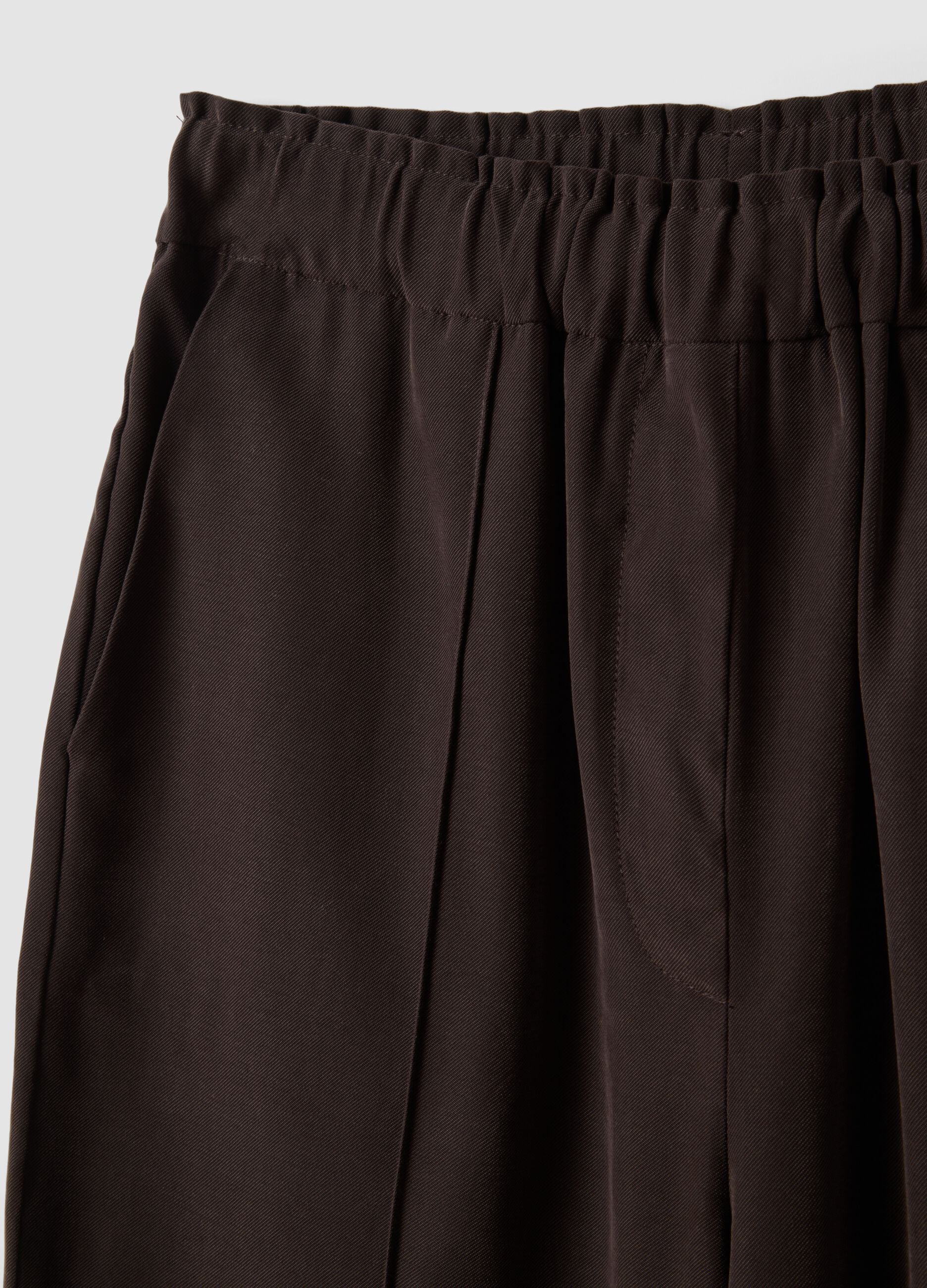 Brown viscose-blend wide-leg jogger trousers