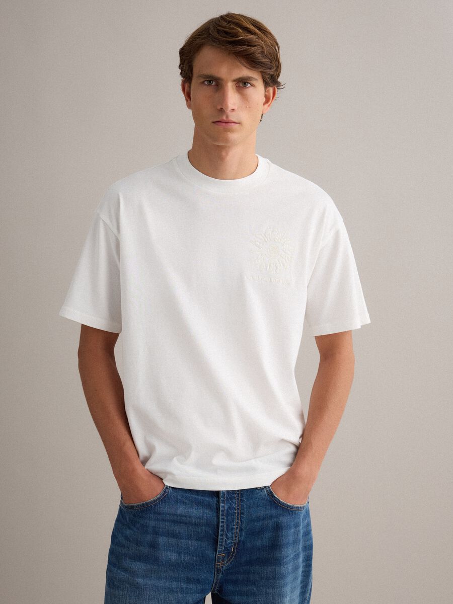 White pure cotton relaxed-fit T-shirt with embroidery_3