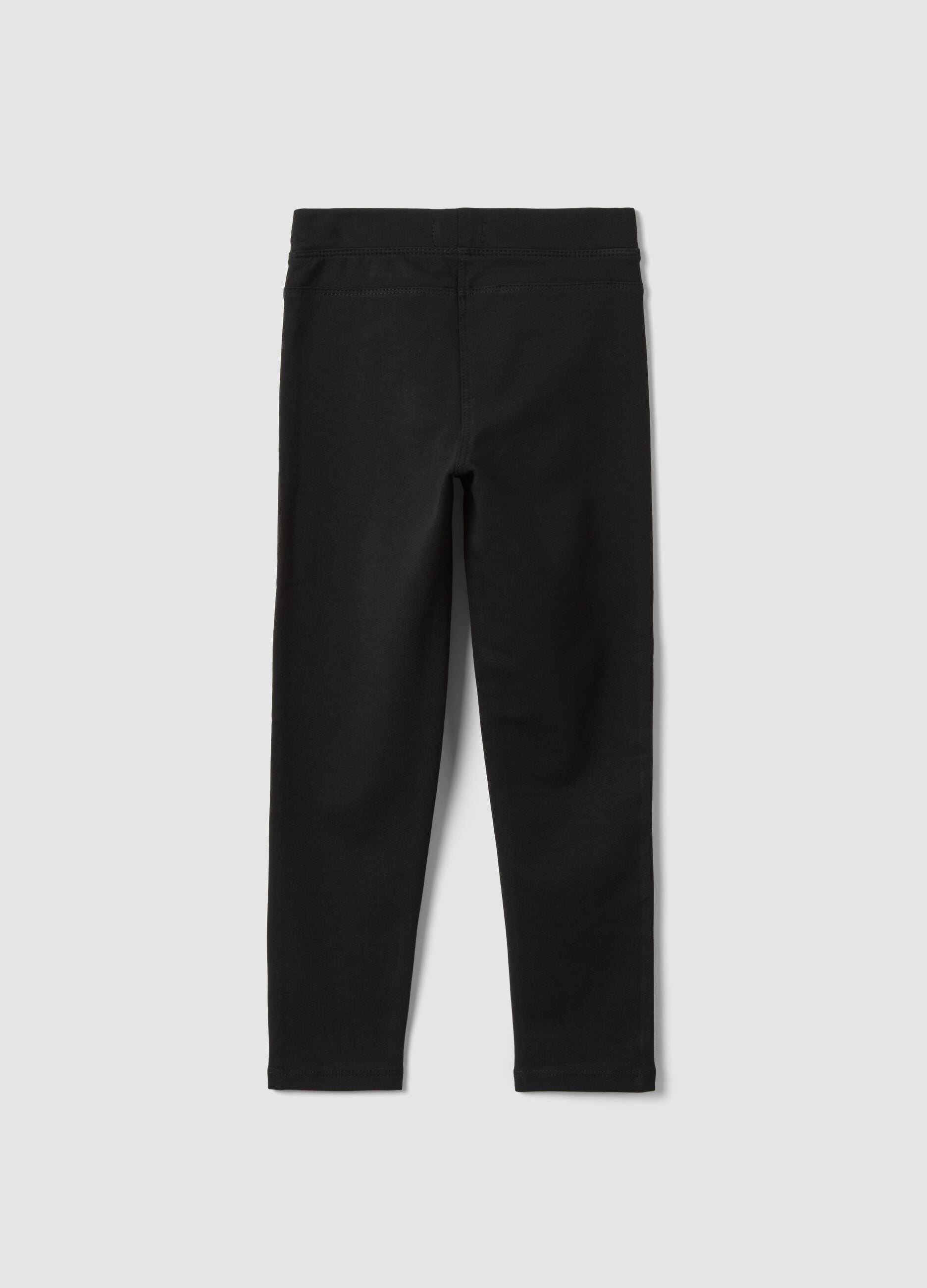 Girls&rsquo; black slim-fit stretch organic cotton treggings