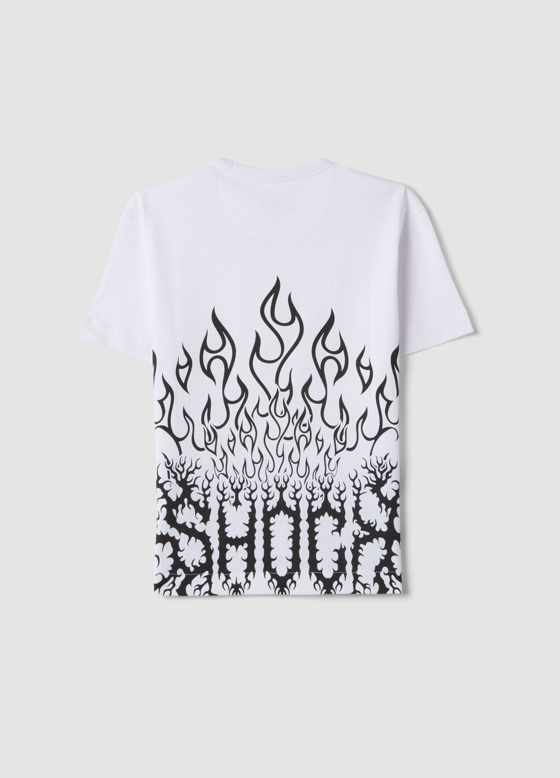 Children's white pure cotton oversized fit T-shirt with print