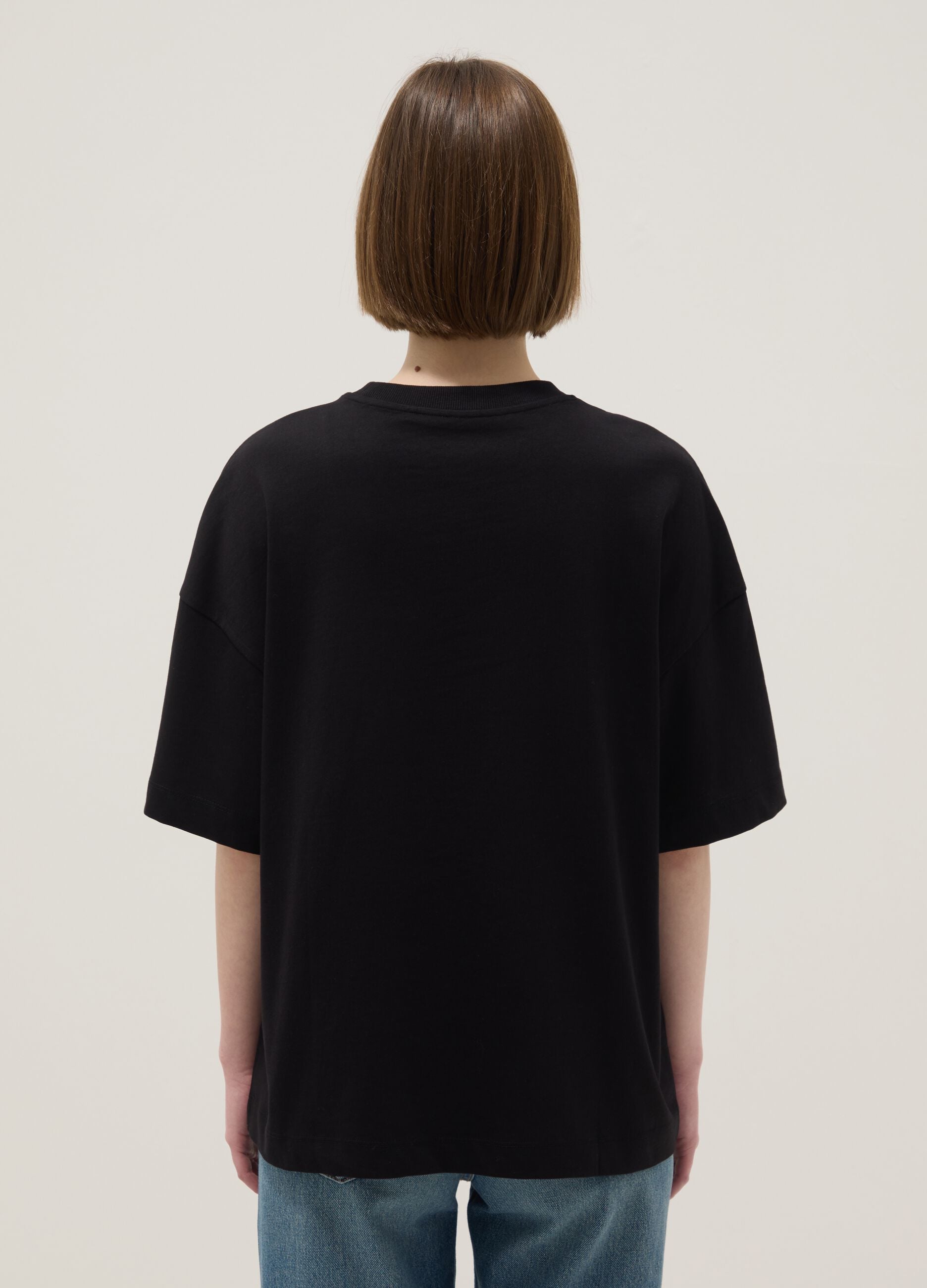 Oversized fit black short sleeve pure cotton t-shirt