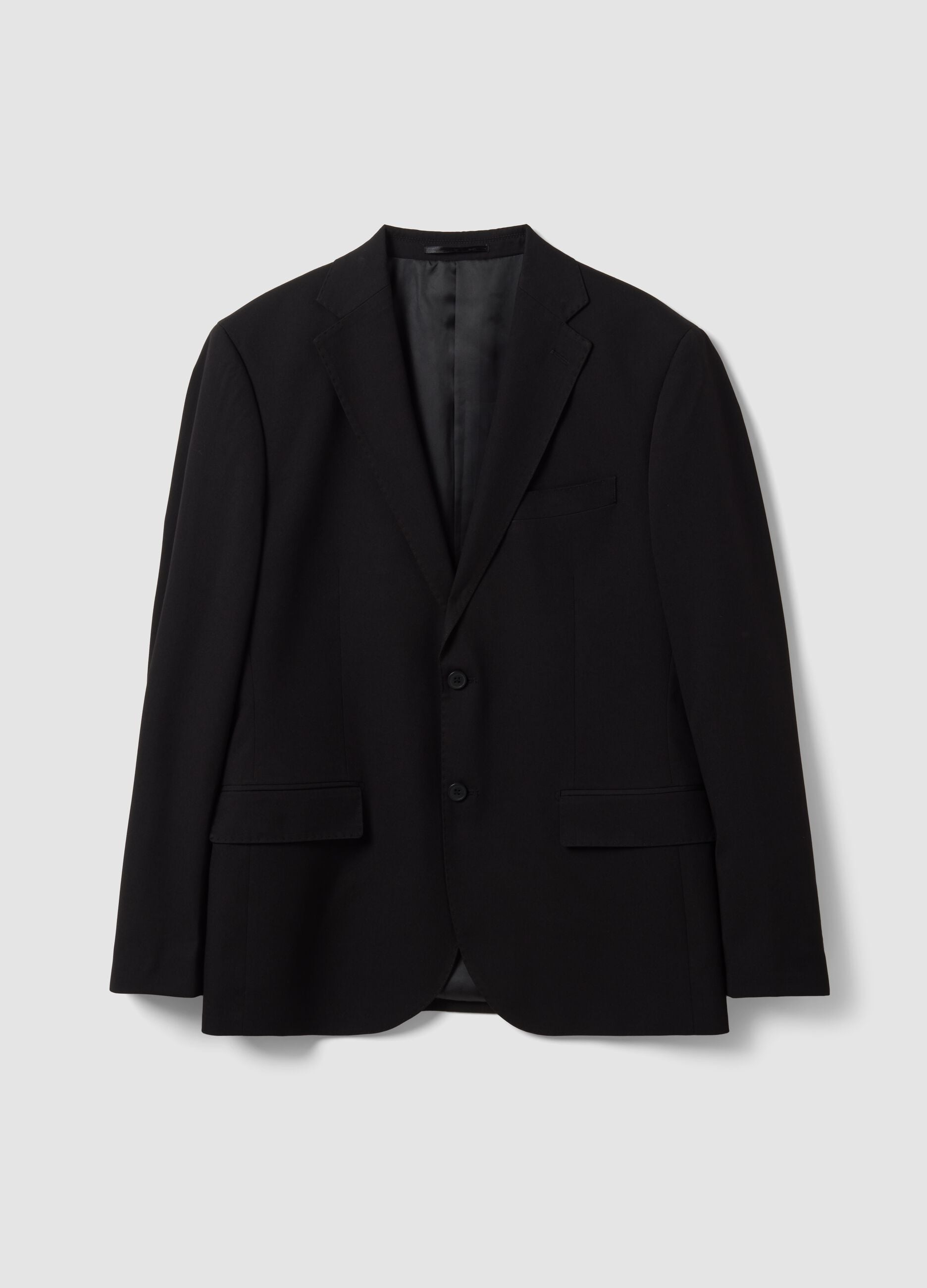 Black stretch viscose blazer with classic lapels