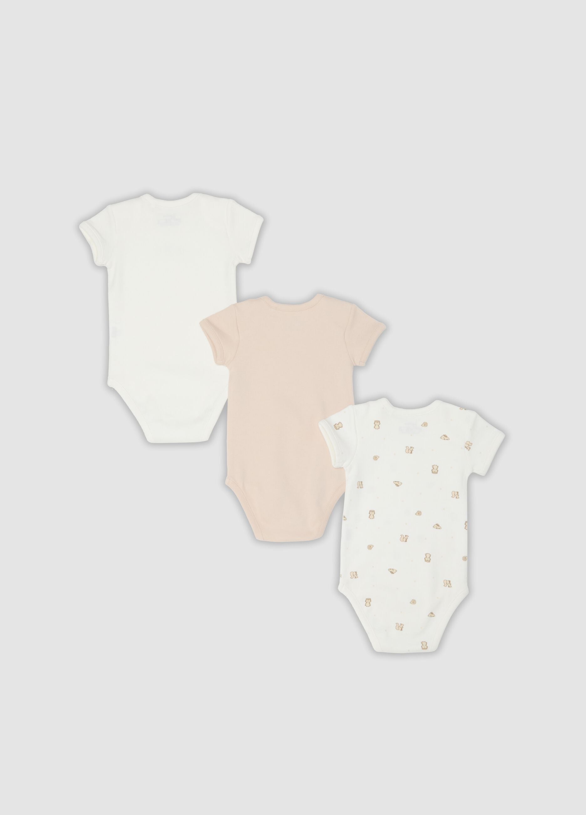 Multicolour 3-pack organic cotton printed bodysuits for babies
