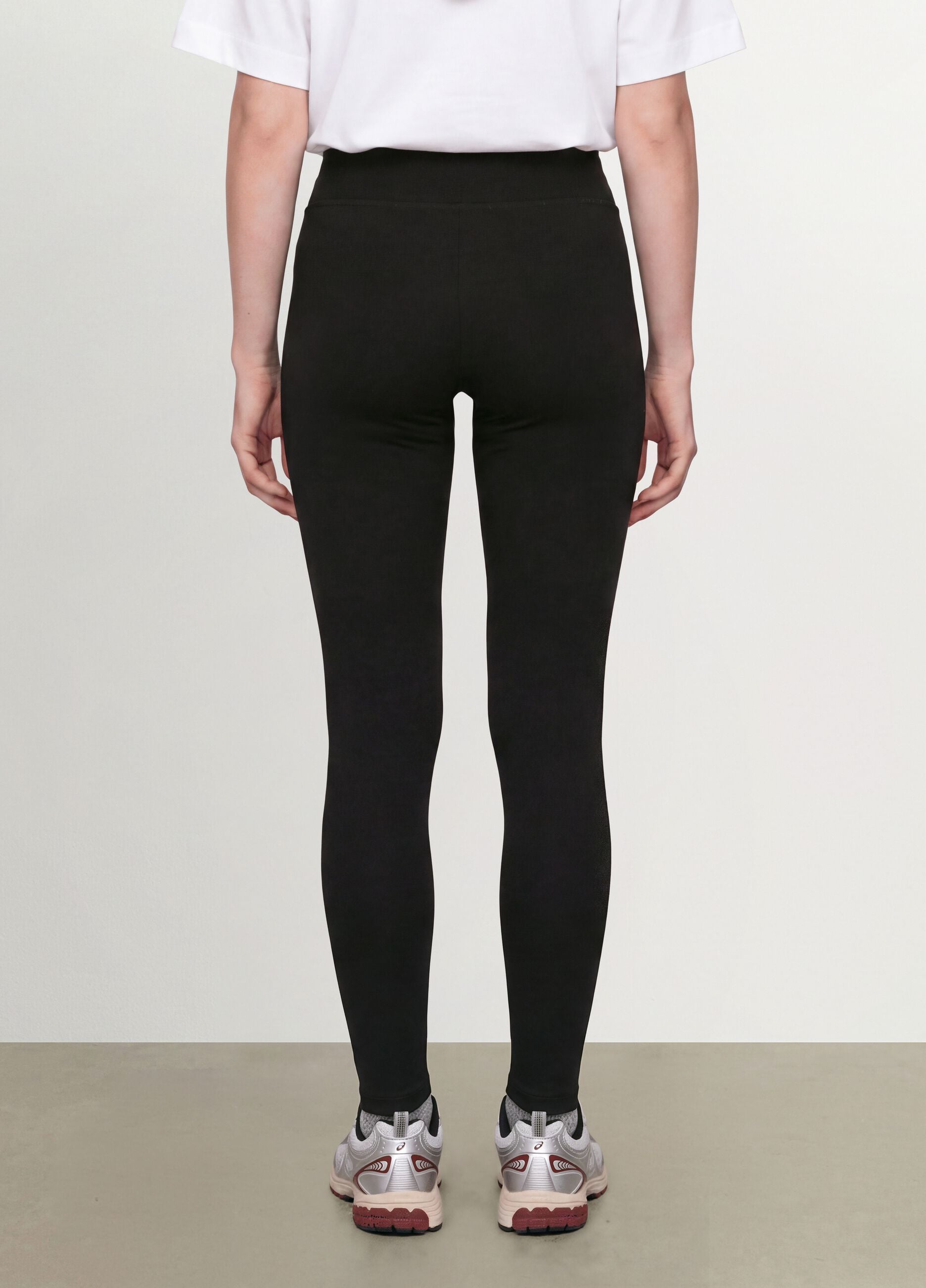 Black stretch cotton slim-fit leggings