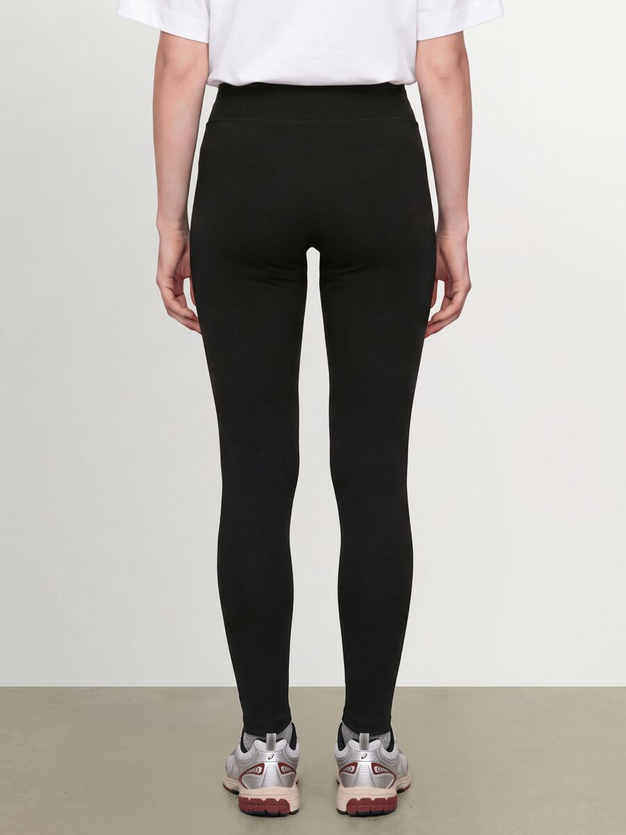 Black stretch cotton slim-fit leggings_2