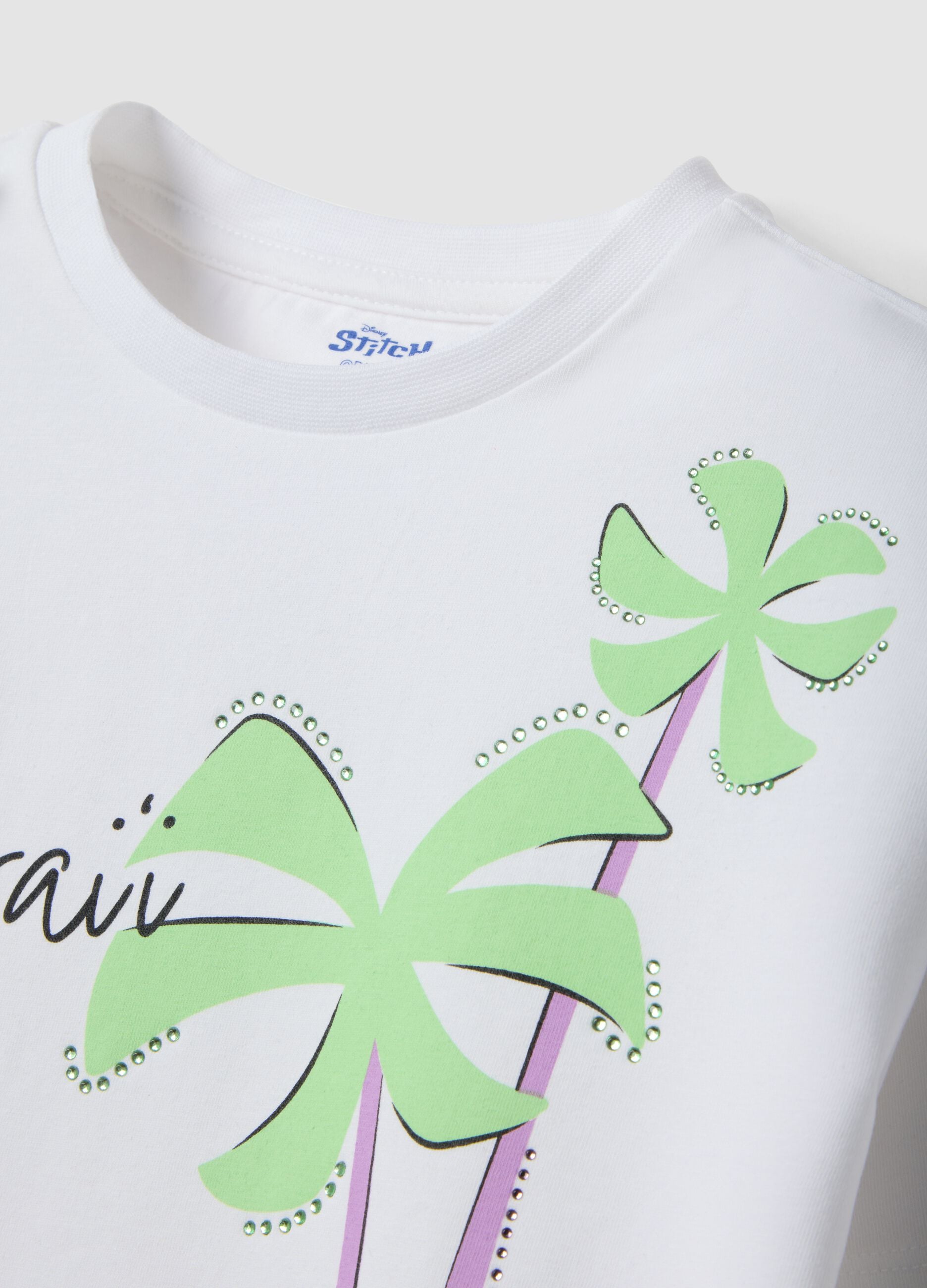 Girls' White Stretch Cotton T-shirt Regular Fit