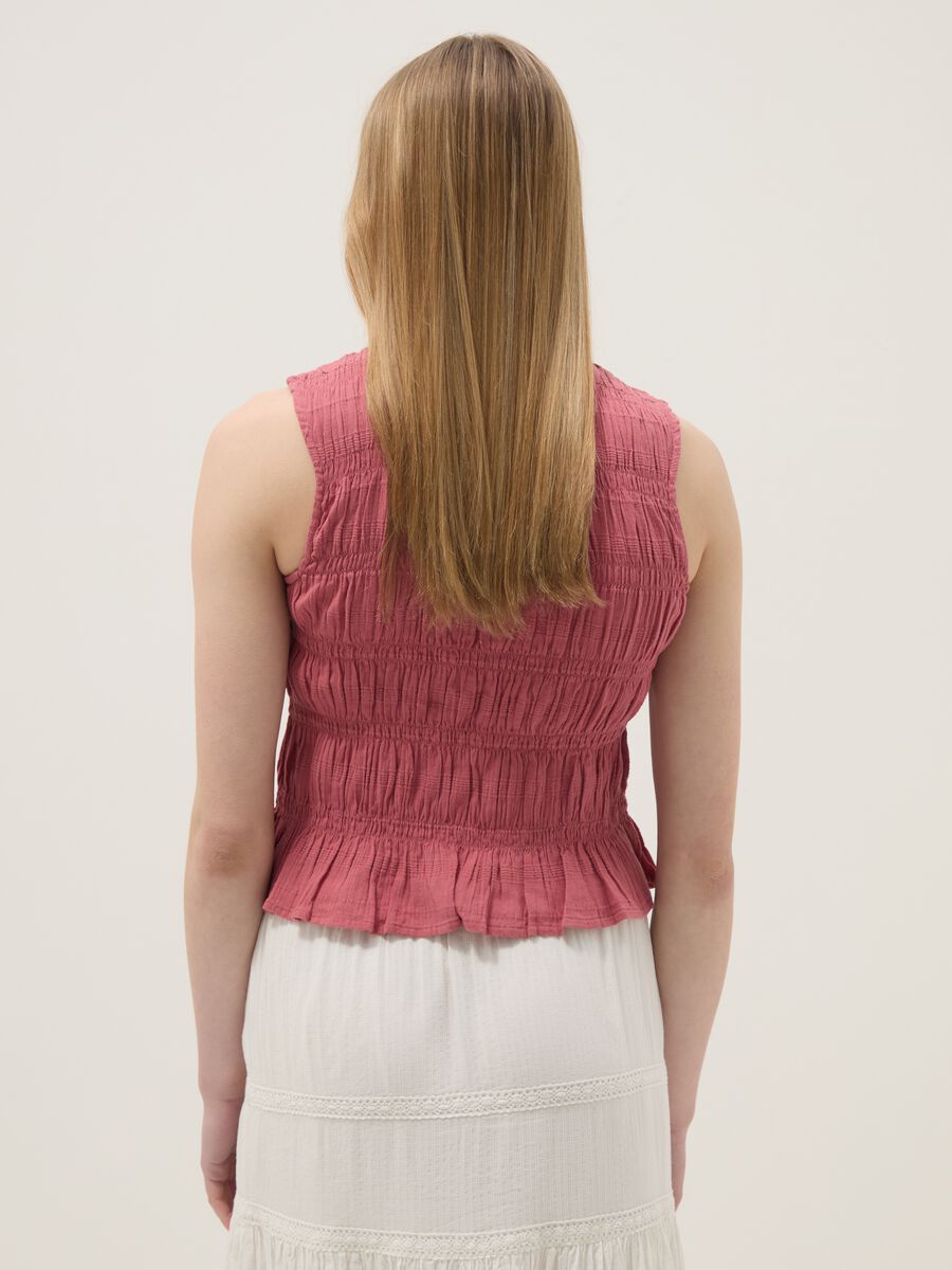 Pink pure cotton regular-fit blouse with bow fastenings_2