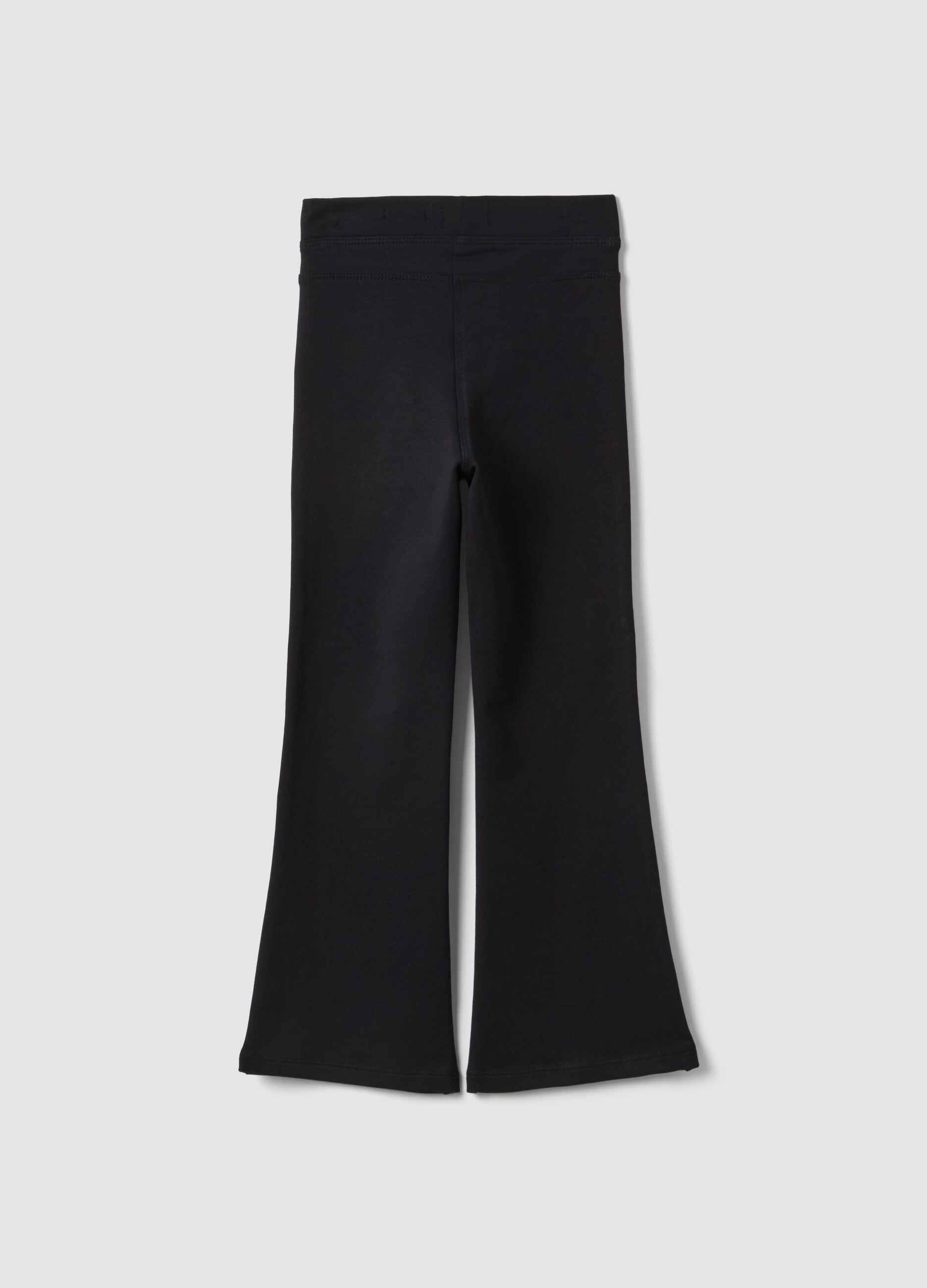 Black organic cotton flared trousers