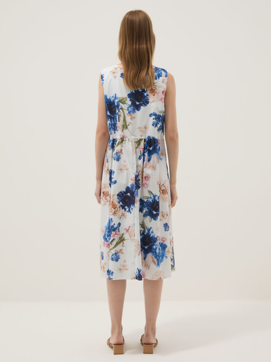 White floral midi dress in stretch cotton_3