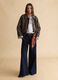 Blue stretch cotton wide leg trousers_0
