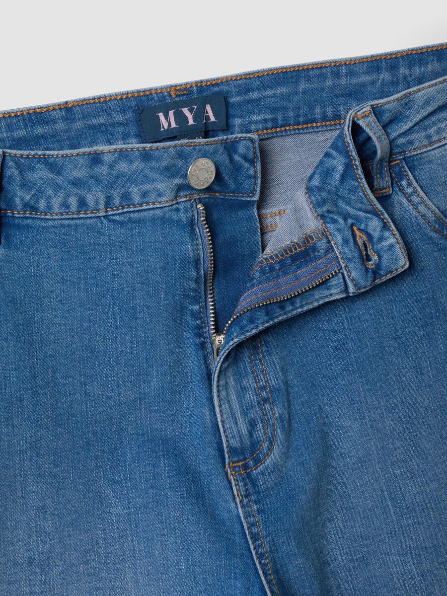 Blue denim slim-fit stretch cotton jeans_1