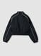 Black zip-up jacket with contrasting piping and high neck for girls_1