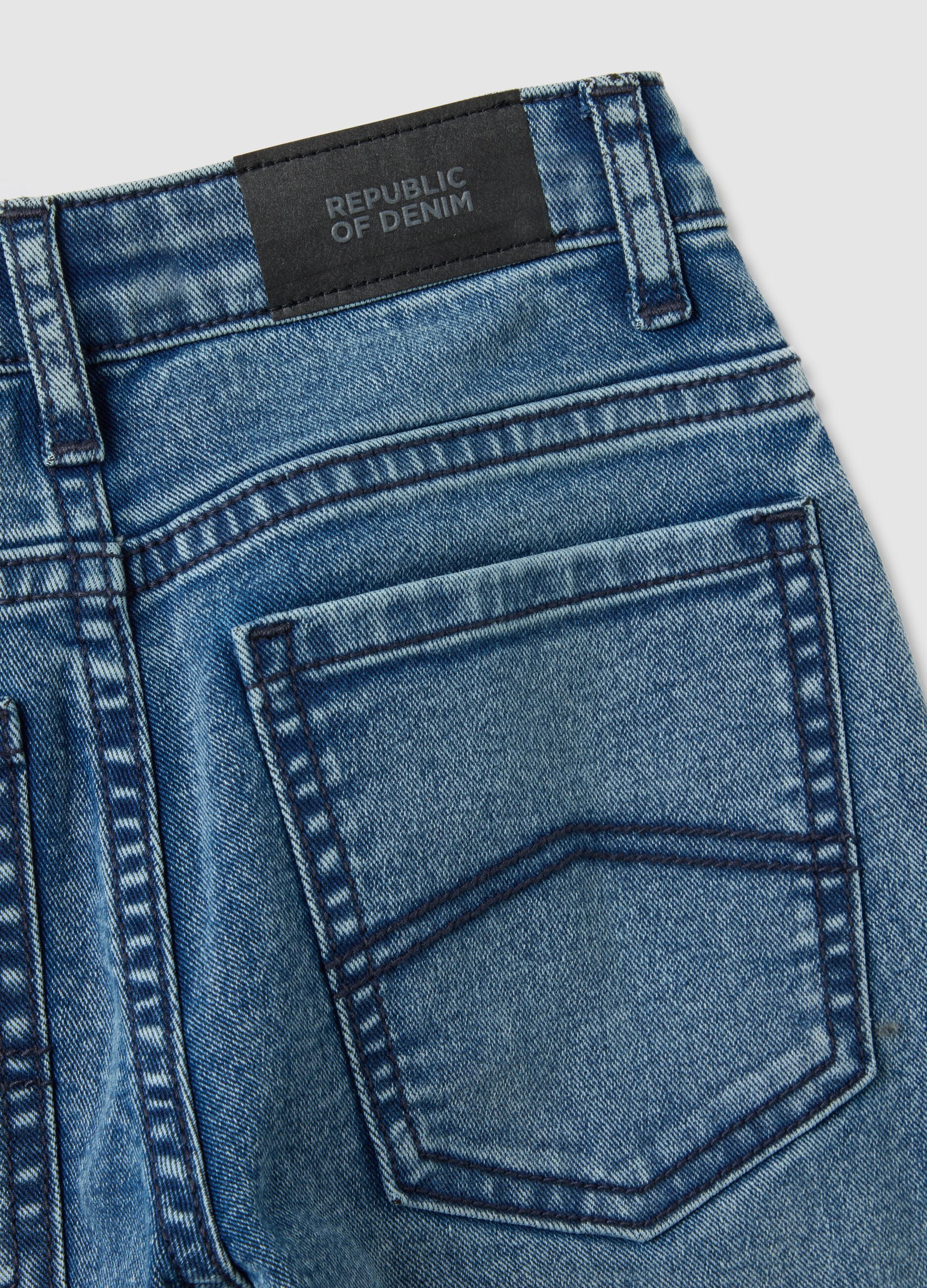 Slim fit stretch denim blue jeans for boys