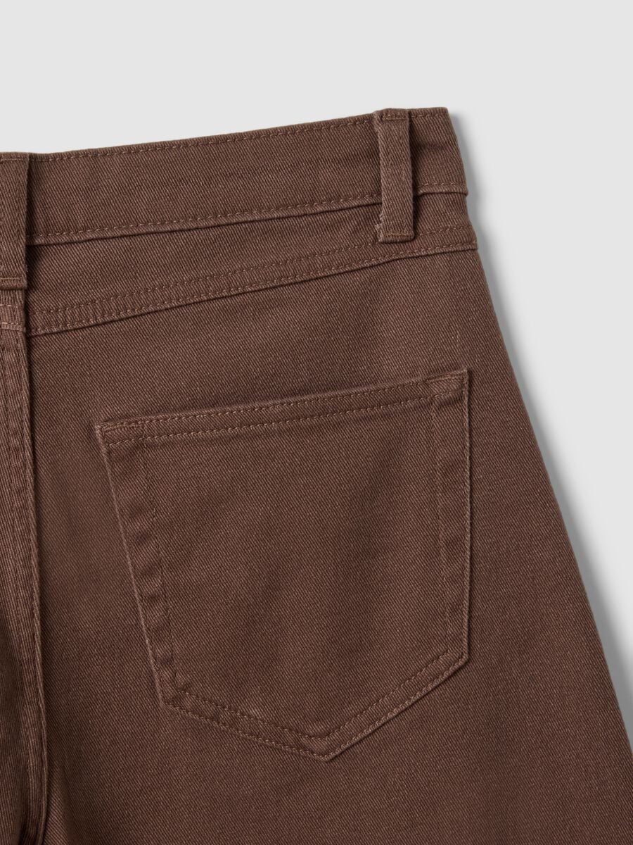 Pantaloni flare in cotone elasticizzato marrone_5
