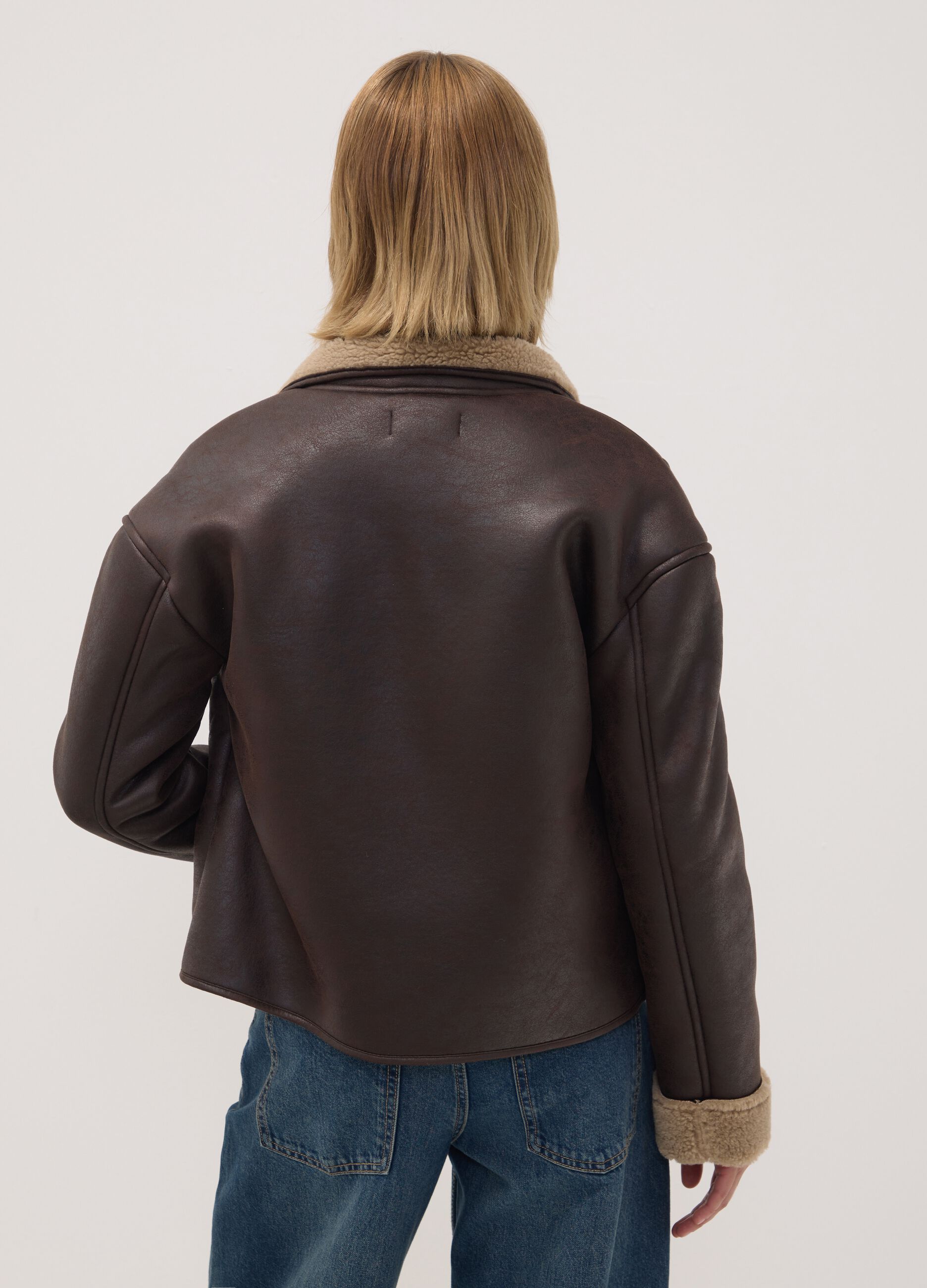 Brown jacket with contrast lining