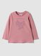 Pink pure organic cotton T-shirt with bow print for baby girl_0