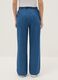 Wide leg blue denim pure cotton trousers with elastic waistband_2