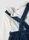 Blue and white cotton-viscose blend set with classic collar for baby girl_3