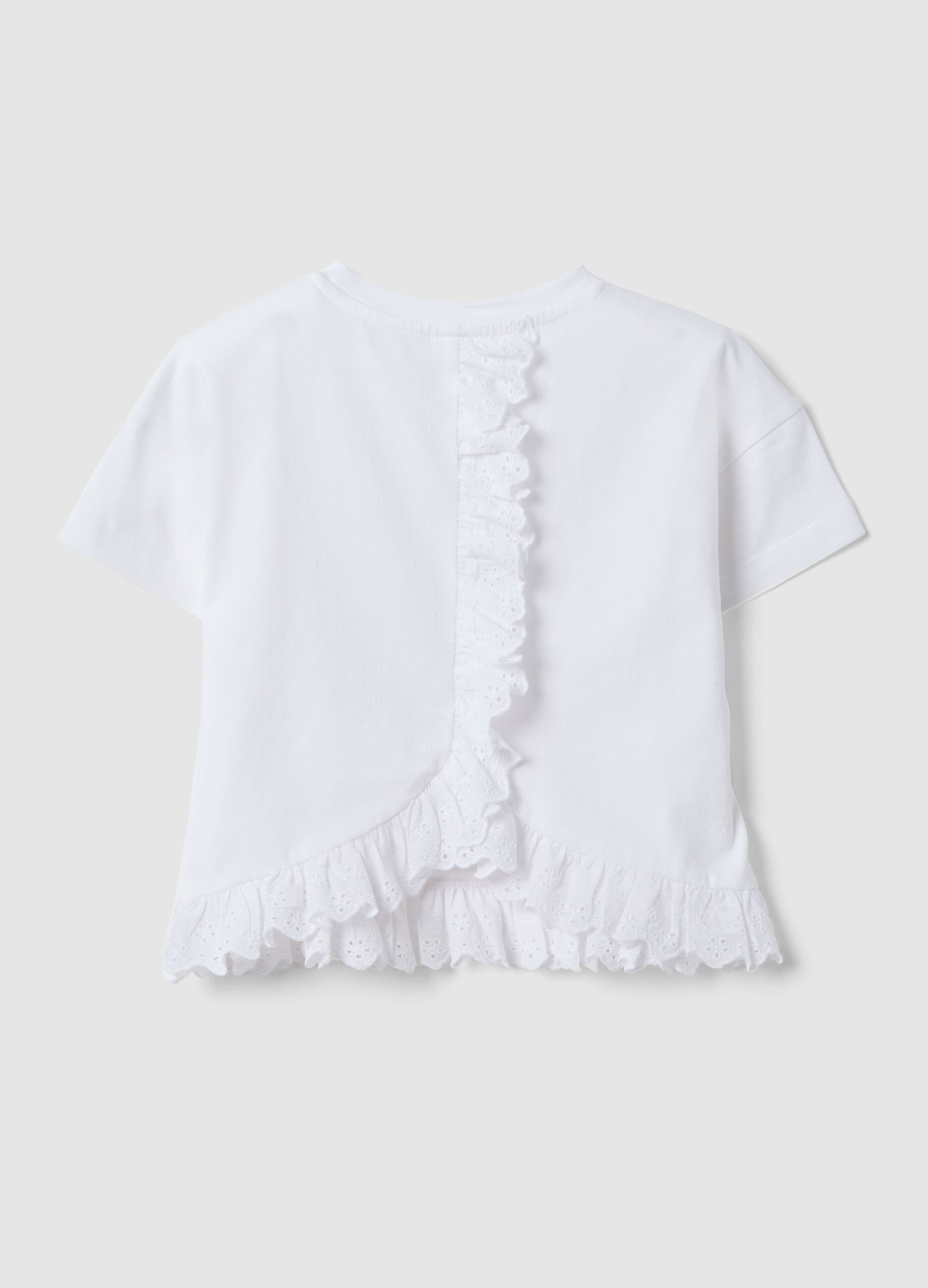 Girl's white stretchy cotton T-shirt featuring Minnie