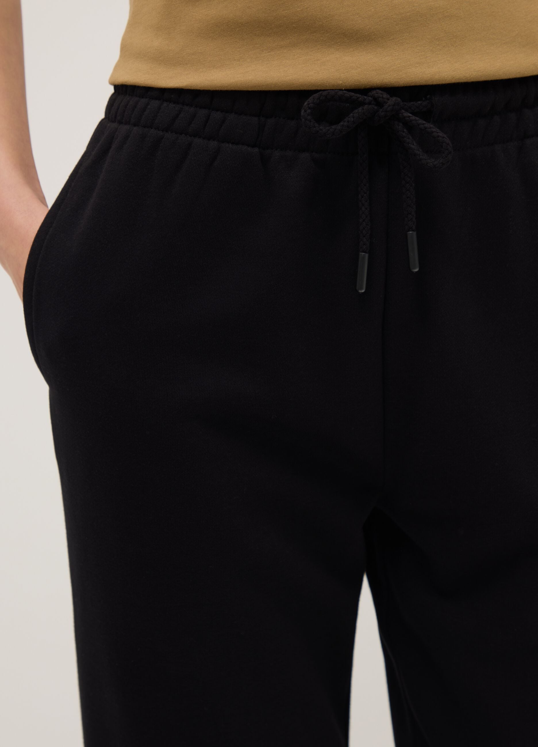 Black cotton blend jogger trousers regular fit