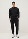 Black regular fit cotton blend crew neck sweatshirt_0